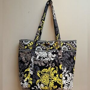 Vera Bradley Vera Bag in Baroque Black Yellow White Gray Tote Shoulder Bag